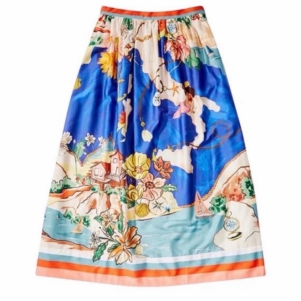 Floral Blue Callista Ocean Print Maxi Skirt and crop top SET - Picture 3 of 10